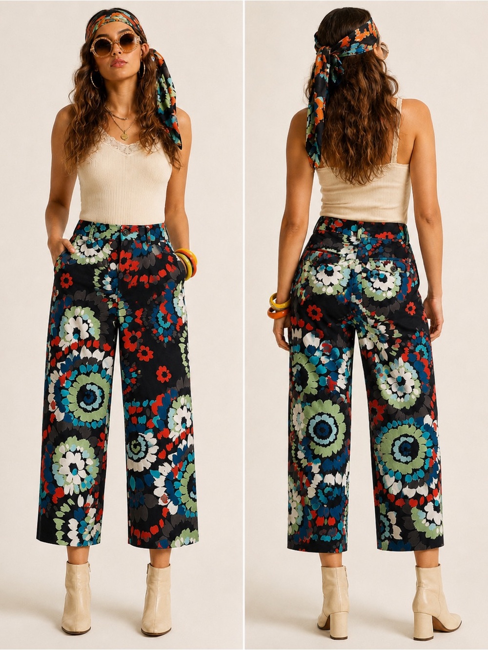 Madison Women’s Floral 60’s Dopamine Psychedelic Retro Maximalist Capris Size 6